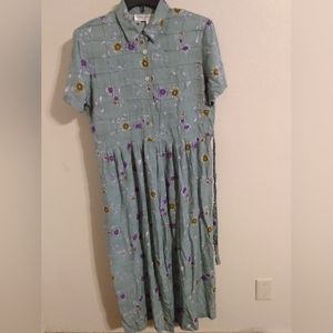 Vintage Betsy Lauren Rayon Light Green Floral Maxi Dress, sz 10